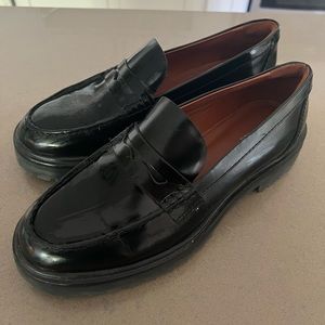 Black reformation loafers size 38 (7.5/8) brand new. Never worn.